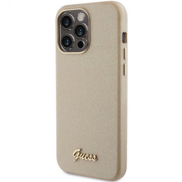 Guess GUHCP15XPGMCSD iPhone 15 Pro Max 6.7 gold/light gold hard Husă Glitter Glossy Script"