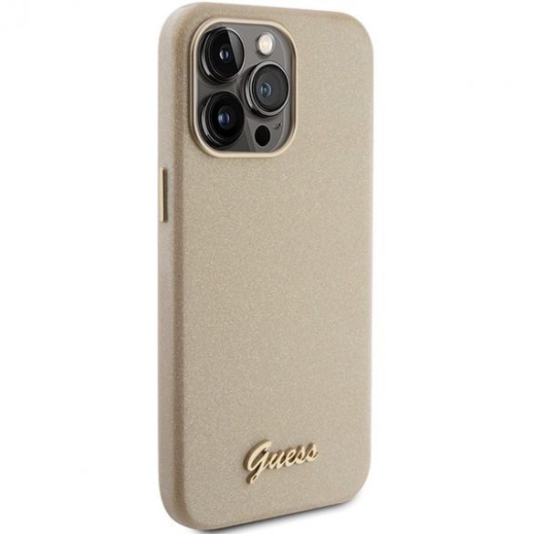 Guess GUHCP15XPGMCSD iPhone 15 Pro Max 6.7 gold/light gold hard Husă Glitter Glossy Script"