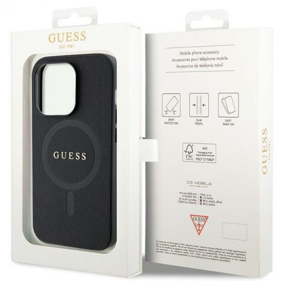 Guess GUHMP14LPSAHMCK iPhone 14 Pro 6.1 negru / negru hard Husă Saffiano MagSafe"