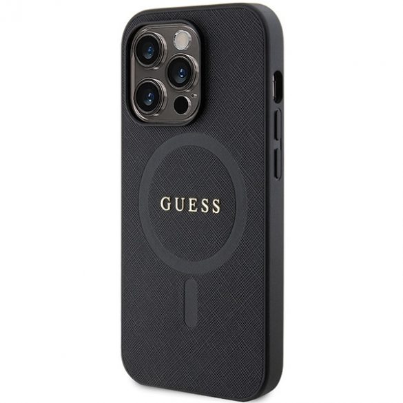 Guess GUHMP14XPSAHMCK iPhone 14 Pro Max 6.7 carcasă rigidă/neagră Saffiano MagSafe"