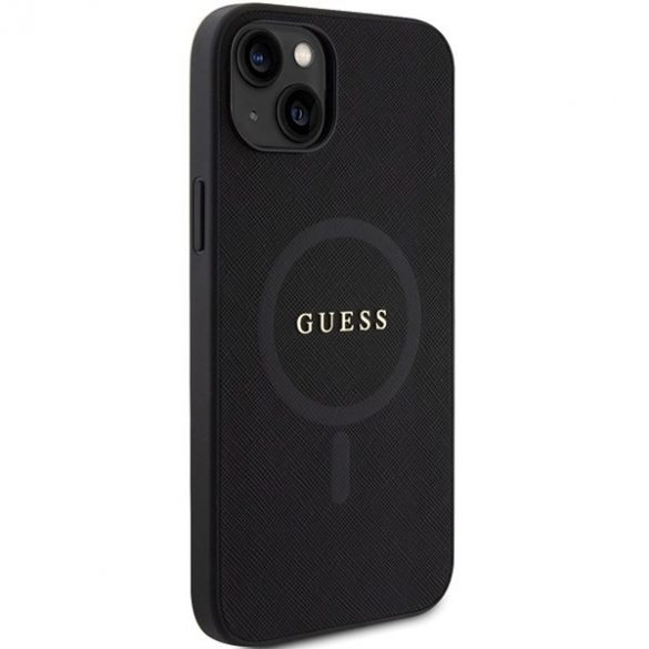 Guess GUHMP15MPSAHMCK Husă rigidă pentru iPhone 15 Plus / 14 Plus de 6,7 inchi/negru Saffiano MagSafe