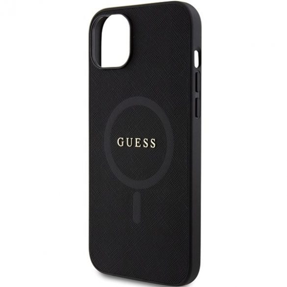 Guess GUHMP15MPSAHMCK Husă rigidă pentru iPhone 15 Plus / 14 Plus de 6,7 inchi/negru Saffiano MagSafe