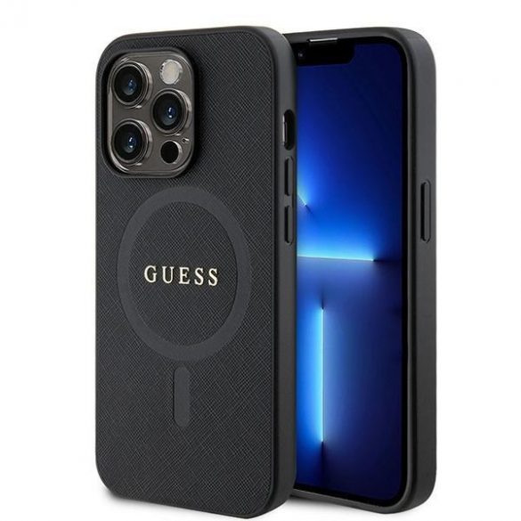 Guess GUHMP15LPSAHMCK iPhone 15 Pro 6.1 negru / negru hard Husă Saffiano MagSafe"