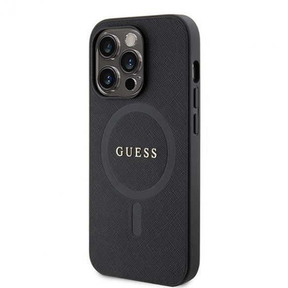 Guess GUHMP15LPSAHMCK iPhone 15 Pro 6.1 negru / negru hard Husă Saffiano MagSafe"