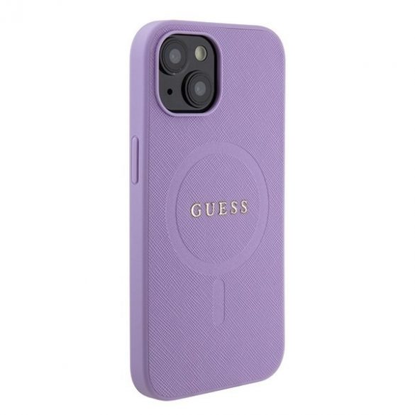 Guess GUHMP15SPSAHMCU iPhone 15 / 14 / 13 6.1" fioletowy/purpurie hardcase Saffiano MagSafe