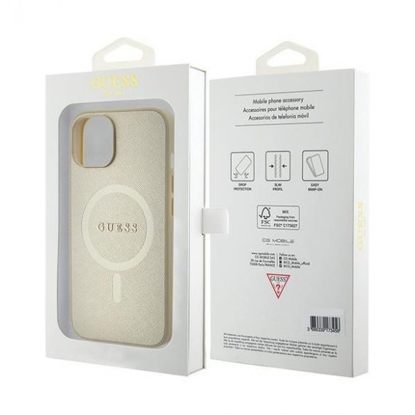 Guess GUHMP15SPSAHMCB iPhone 15 / 14 / 13 6,1" zloty/aurie hardcase Saffiano MagSafe