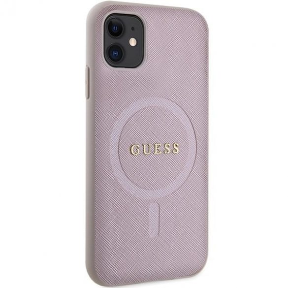 Guess GUHMN61PSAHMCP Husă rigidă pentru iPhone 11 / Xr 6.1 rożowy/roz Saffiano MagSafe"