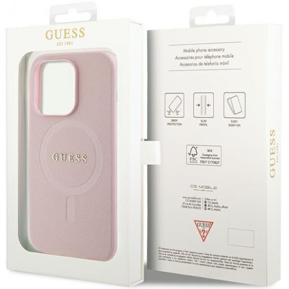 Guess GUHMP13LPSAHMCP iPhone 13 Pro / 13 6,1 roz/roz hard Husă Saffiano MagSafe"