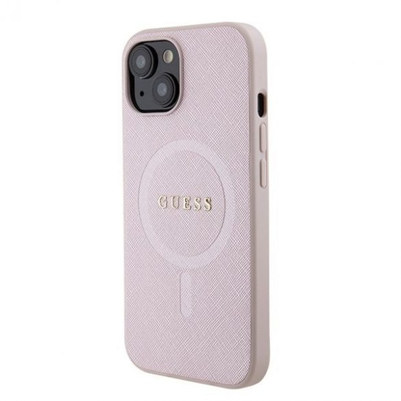 Guess GUHMP15SPSAHMCP iPhone 15 / 14 / 13 6.1" rożowy/roz hardcase Saffiano MagSafe