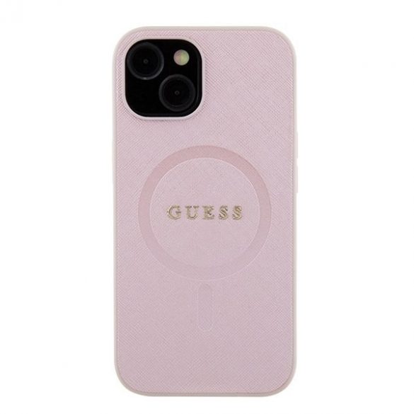 Guess GUHMP15SPSAHMCP iPhone 15 / 14 / 13 6.1" rożowy/roz hardcase Saffiano MagSafe