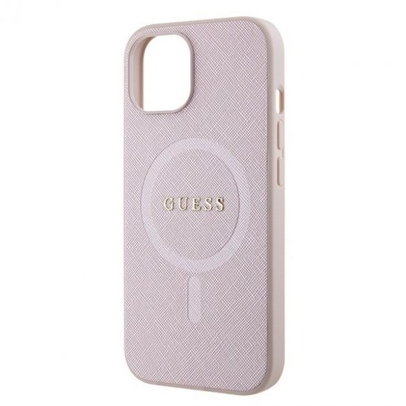 Guess GUHMP15SPSAHMCP iPhone 15 / 14 / 13 6.1" rożowy/roz hardcase Saffiano MagSafe