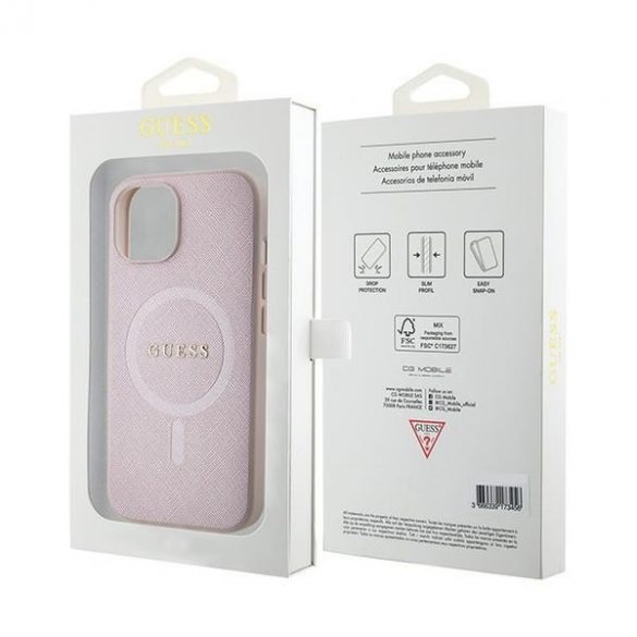 Guess GUHMP15SPSAHMCP iPhone 15 / 14 / 13 6.1" rożowy/roz hardcase Saffiano MagSafe