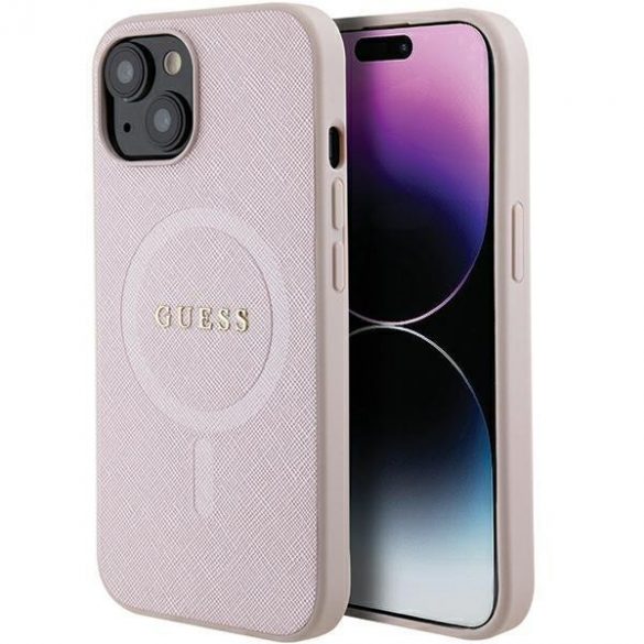 Guess GUHMP15MPSAHMCP iPhone 15 Plus / 14 Plus 6.7" rożowy/roz hardcase Saffiano MagSafe