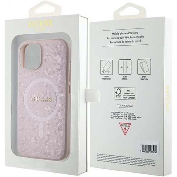 Guess GUHMP15MPSAHMCP iPhone 15 Plus / 14 Plus 6.7" rożowy/roz hardcase Saffiano MagSafe