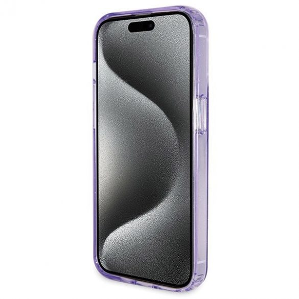 Guess GUHMP14LHRSGSU iPhone 14 Pro 6.1" husă rigidă violet/violet Ring Stand Script Glitter MagSafe