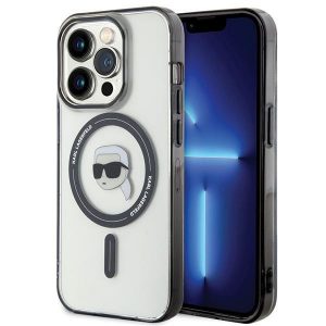 Karl Lagerfeld KLHMP15LHKHNOTK Husă rigidă transparentă pentru iPhone 15 Pro 6.1 IML Karl's Head MagSafe"