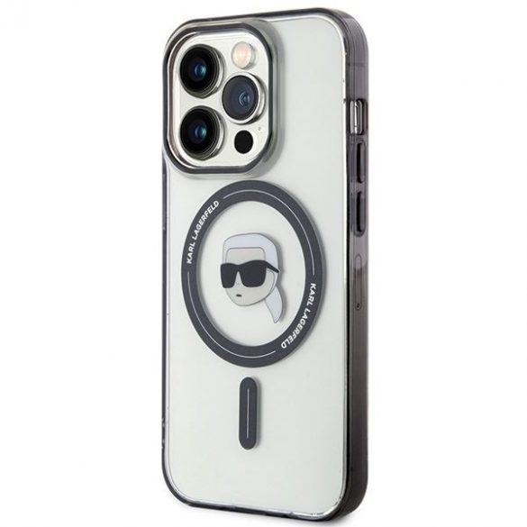 Karl Lagerfeld KLHMP15LHKHNOTK Husă rigidă transparentă pentru iPhone 15 Pro 6.1 IML Karl's Head MagSafe"