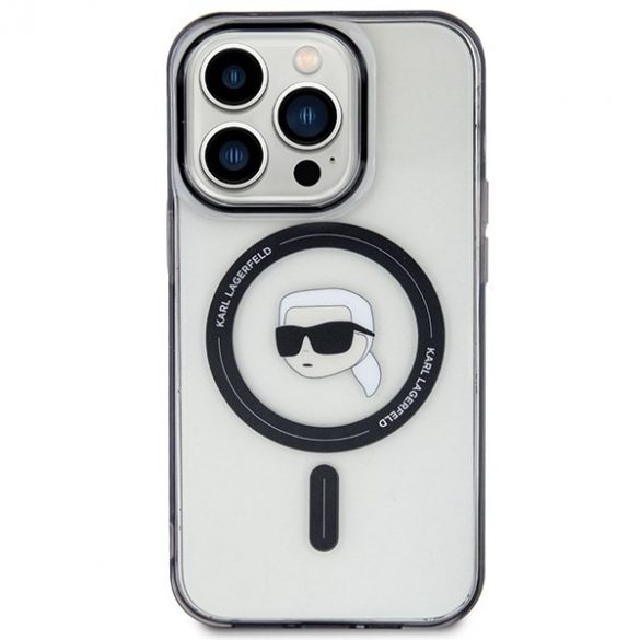 Karl Lagerfeld KLHMP15LHKHNOTK Husă rigidă transparentă pentru iPhone 15 Pro 6.1 IML Karl's Head MagSafe"