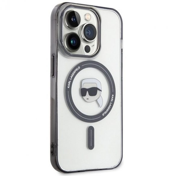 Karl Lagerfeld KLHMP15LHKHNOTK Husă rigidă transparentă pentru iPhone 15 Pro 6.1 IML Karl's Head MagSafe"