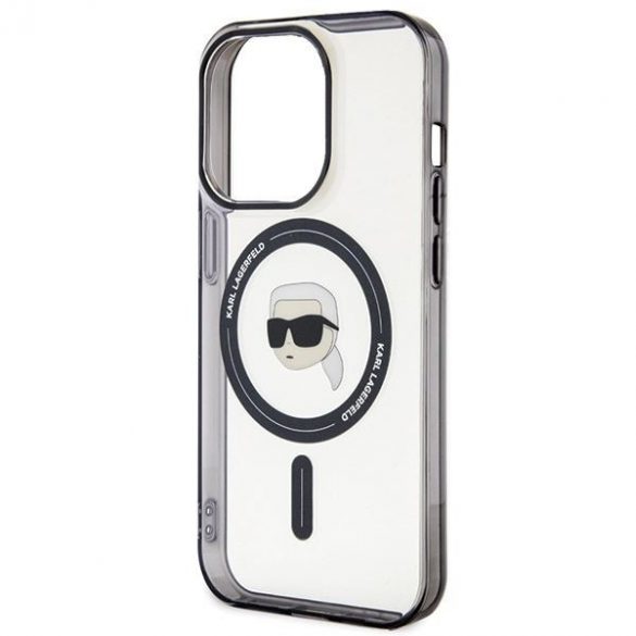 Karl Lagerfeld KLHMP15LHKHNOTK Husă rigidă transparentă pentru iPhone 15 Pro 6.1 IML Karl's Head MagSafe"