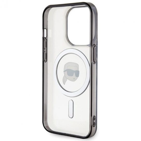 Karl Lagerfeld KLHMP15LHKHNOTK Husă rigidă transparentă pentru iPhone 15 Pro 6.1 IML Karl's Head MagSafe"