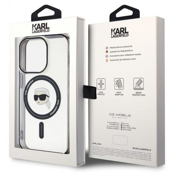 Karl Lagerfeld KLHMP15XHKHNOTK iPhone 15 Pro Max 6.7 transparent hard Husă IML Karl's Head MagSafe"