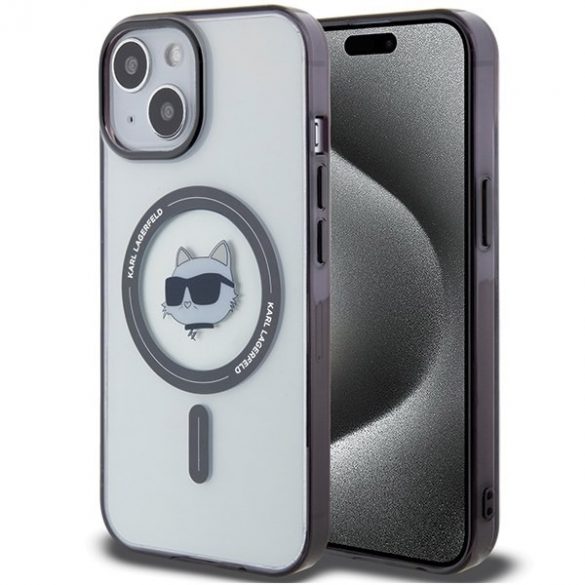 Karl Lagerfeld KLHMP15MHCHNOTK Husă rigidă transparentă pentru iPhone 15 Plus / 14 Plus de 6,7" IML Choupette's Head MagSafe