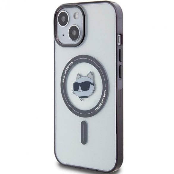 Karl Lagerfeld KLHMP15MHCHNOTK Husă rigidă transparentă pentru iPhone 15 Plus / 14 Plus de 6,7" IML Choupette's Head MagSafe