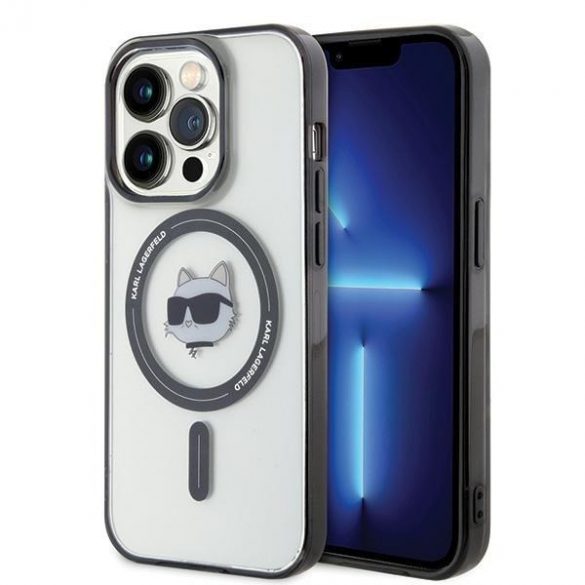 Karl Lagerfeld KLHMP15LHCHNOTK Husă rigidă transparentă pentru iPhone 15 Pro 6.1 IML Choupette's Head MagSafe"