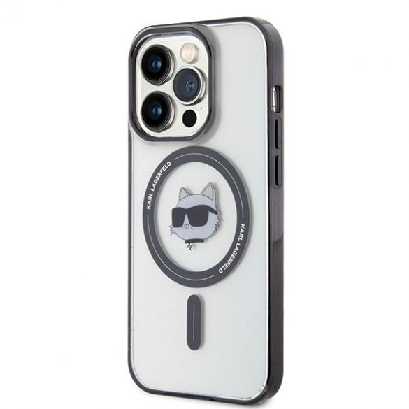 Karl Lagerfeld KLHMP15LHCHNOTK Husă rigidă transparentă pentru iPhone 15 Pro 6.1 IML Choupette's Head MagSafe"