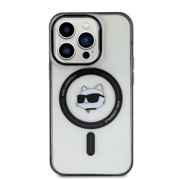 Karl Lagerfeld KLHMP15LHCHNOTK Husă rigidă transparentă pentru iPhone 15 Pro 6.1 IML Choupette's Head MagSafe"