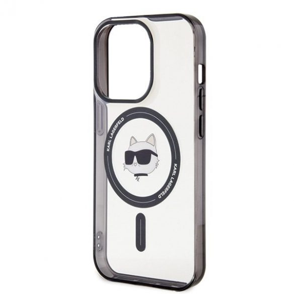 Karl Lagerfeld KLHMP15LHCHNOTK Husă rigidă transparentă pentru iPhone 15 Pro 6.1 IML Choupette's Head MagSafe"