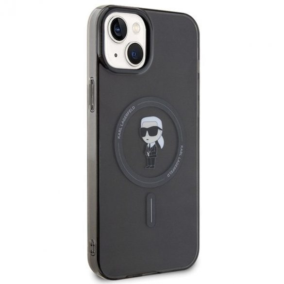 Karl Lagerfeld KLHMP15MHFCKNOK Carcasă rigidă pentru iPhone 15 Plus / 14 Plus de 6,7 inchi, negru/czarny IML Ikonik MagSafe