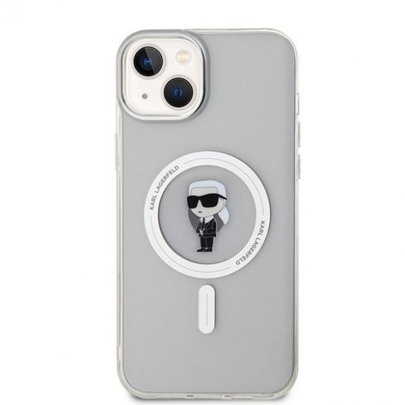 Karl Lagerfeld KLHMP15MHFCKNOT Husă rigidă transparentă pentru iPhone 15 Plus / 14 Plus de 6,7 inchi IML Ikonik MagSafe