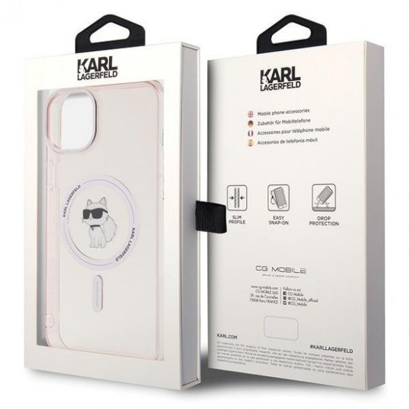 Karl Lagerfeld KLHMP15MHFCCNOP iPhone 15 Plus / 14 Plus 6.7" roz/roz hard Husă IML Choupette MagSafe