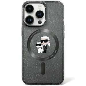 Karl Lagerfeld KLHMN61HGKCNOK iPhone 11 / Xr 6.1 negru/negru hard Husă Karl&Choupette Glitter MagSafe"