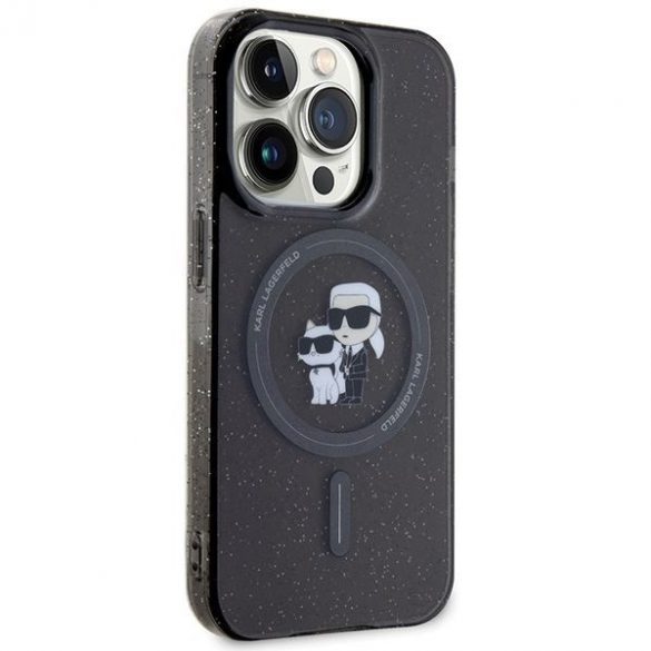 Karl Lagerfeld KLHMP15LHGKCNOK iPhone 15 Pro 6.1 negru/negru Husă tare Karl&Choupette Glitter MagSafe"