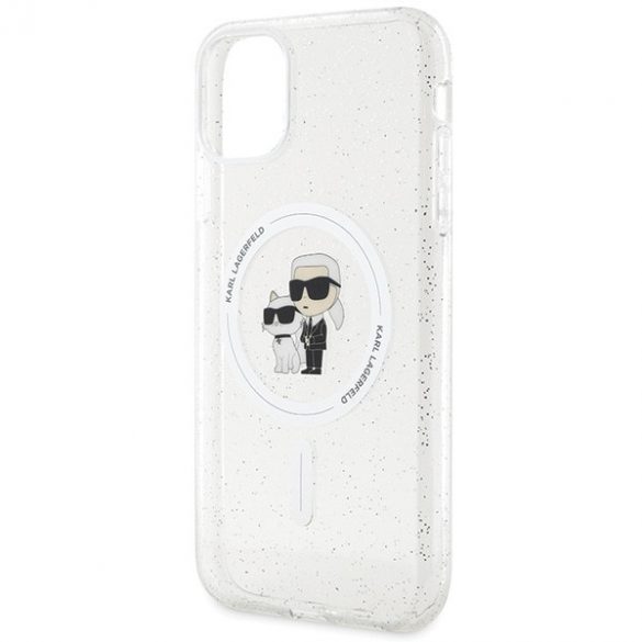 Karl Lagerfeld KLHMN61HGKCNOT Husă rigidă transparentă pentru iPhone 11 / Xr 6.1 Karl&Choupette Glitter MagSafe"