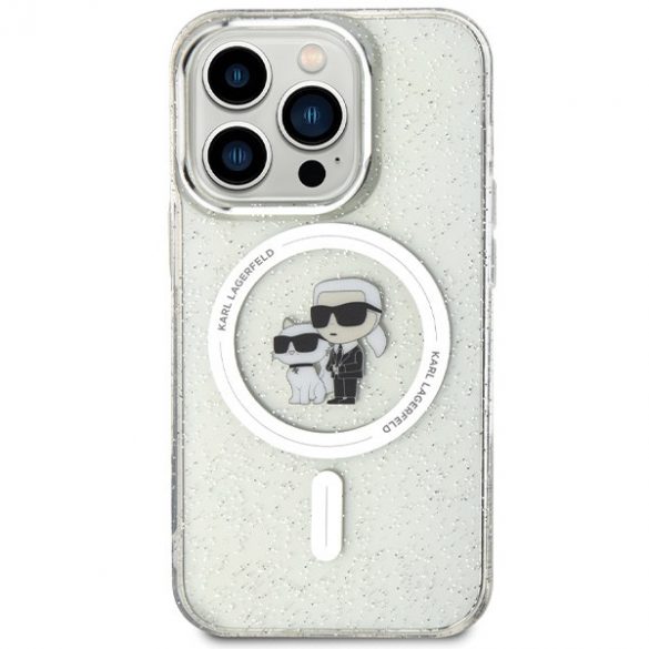 Karl Lagerfeld KLHMP14LHGKCNOT iPhone 14 Pro 6.1 transparent hard Husă Karl&Choupette Glitter MagSafe"