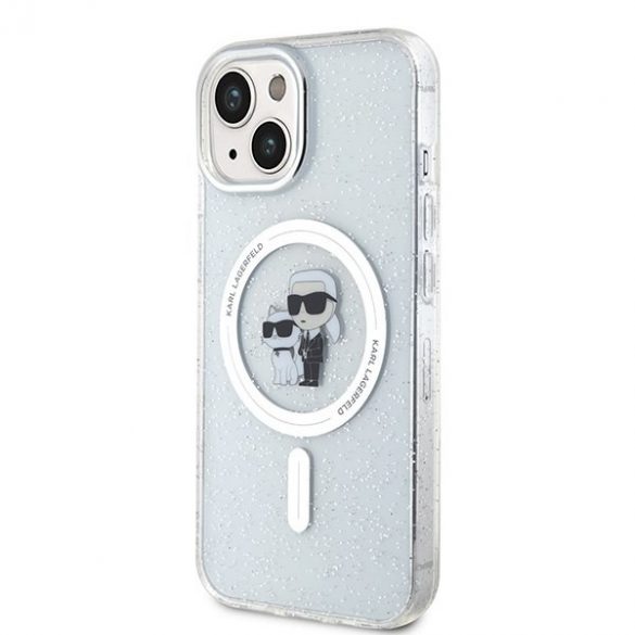 Karl Lagerfeld KLHMP15SHGKCNOT iPhone 15 / 14 / 13 6.1"Husă tare transparentă Karl&Choupette Glitter MagSafe