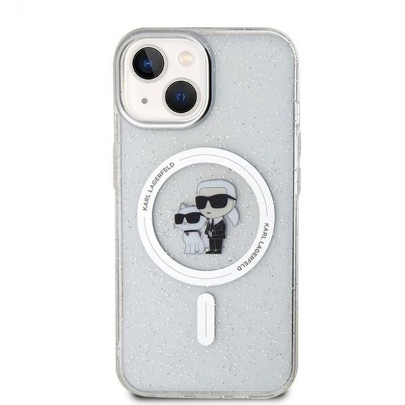 Karl Lagerfeld KLHMP15SHGKCNOT iPhone 15 / 14 / 13 6.1"Husă tare transparentă Karl&Choupette Glitter MagSafe