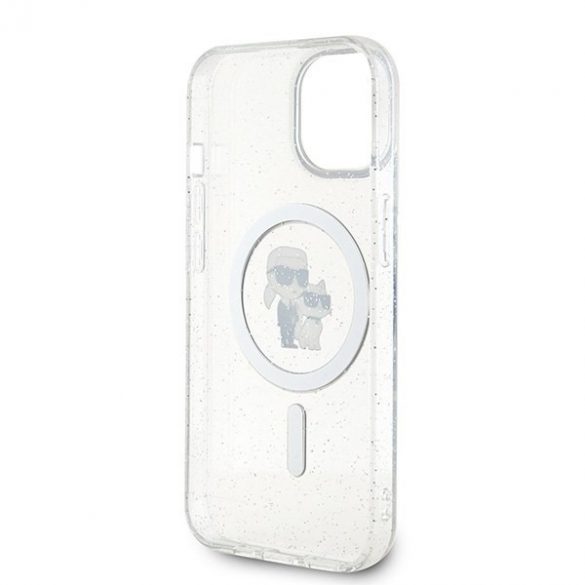 Karl Lagerfeld KLHMP15SHGKCNOT iPhone 15 / 14 / 13 6.1"Husă tare transparentă Karl&Choupette Glitter MagSafe