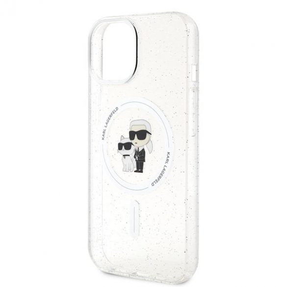 Karl Lagerfeld KLHMP15MHGKCNOT iPhone 15 Plus / 14 Plus Husă rigidă transparentă de 6,7 inchi Karl&Chouppete Glitter MagSafe