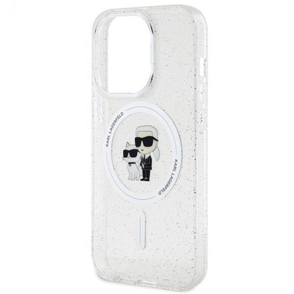 Karl Lagerfeld KLHMP15LHGKCNOT Husă rigidă transparentă pentru iPhone 15 Pro 6.1 Karl&Choupette Glitter MagSafe"