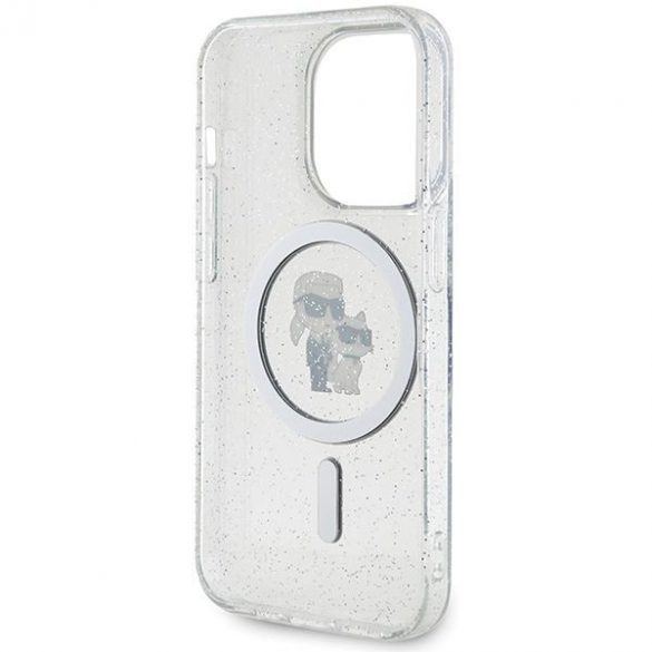 Karl Lagerfeld KLHMP15LHGKCNOT Husă rigidă transparentă pentru iPhone 15 Pro 6.1 Karl&Choupette Glitter MagSafe"