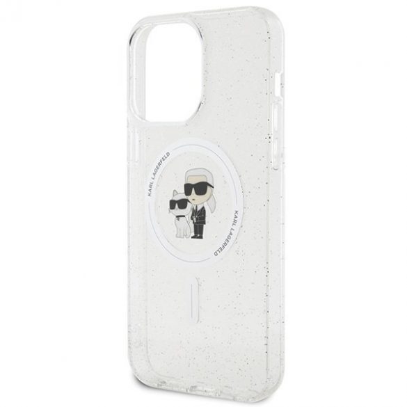 Karl Lagerfeld KLHMP15XHGKCNOT iPhone 15 Pro Max 6.7 transparent hard Husă Karl&Choupette Glitter MagSafe"