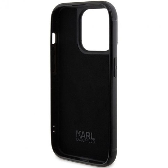 Karl Lagerfeld KLHCP15XHDSPLK iPhone 15 Pro Max 6.7 carcasă rigidă/neagră Placă metalică cu logo cu stras"