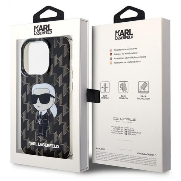 Karl Lagerfeld KLHCP15LHNKMKLK Husă rigidă transparentă pentru iPhone 15 Pro 6.1 Monogram Ikonik"