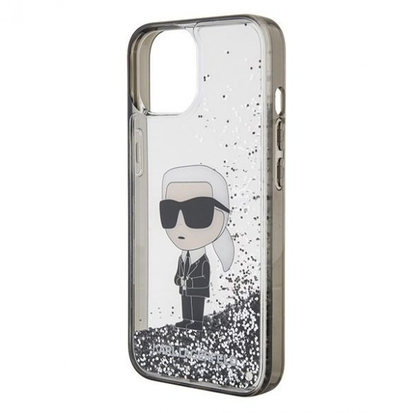 Karl Lagerfeld KLHCP15SLKKNSK iPhone 15 / 14 / 13 Husă rigidă transparentă de 6,1 inchi Liquid Glitter Ikonik