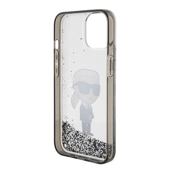 Karl Lagerfeld KLHCP15SLKKNSK iPhone 15 / 14 / 13 Husă rigidă transparentă de 6,1 inchi Liquid Glitter Ikonik